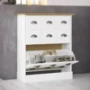 255-خزانة أحذية بيضاء بأرفف متعددة - بتصميم عصري وعملي