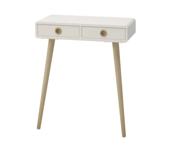 256-Softline Off-White 2-Drawer Low Hall Table - Elegant Beech Wood Design
