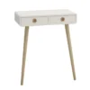 256-Softline Off-White 2-Drawer Low Hall Table - Elegant Beech Wood Design