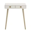 256-Softline Off-White 2-Drawer Low Hall Table - Elegant Beech Wood Design