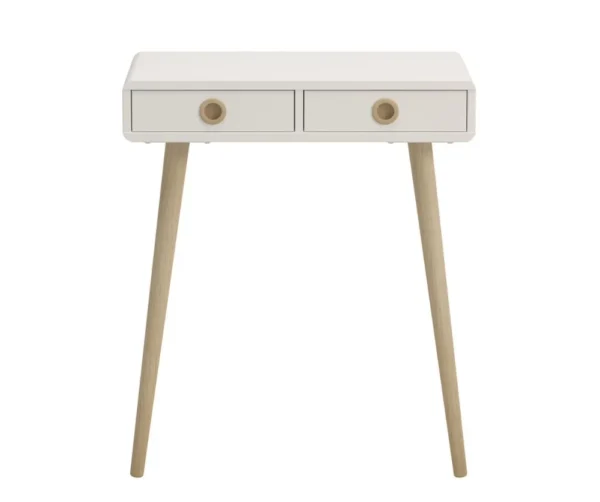 256-Softline Off-White 2-Drawer Low Hall Table - Elegant Beech Wood Design