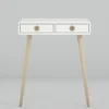 256-Softline Off-White 2-Drawer Low Hall Table - Elegant Beech Wood Design