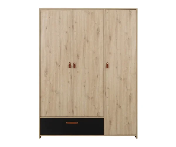 265-Armond Wardrobe – Modern 3-Door Storage with Natural Oak Finish