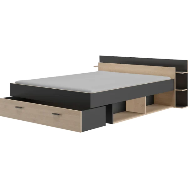 272-سرير ستوراج بلاك نايت – تصميم عصري مع وحدات تخزين من خشب كنتر طبيعي