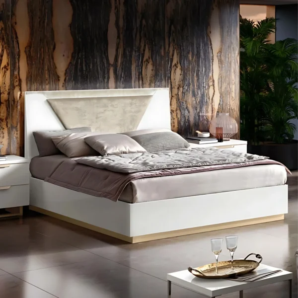 202- سرير لوسيا الأبيض - بتصميم إيطالي مع مساحة تخزين 202- سرير لوسيا الأبيض - بتصميم إيطالي مع مساحة تخزين