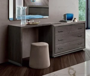 158-Elite Queen Single Dresser with 3 Drawers and Vanity - Luxurious Italian Design