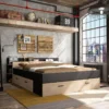 272-سرير ستوراج بلاك نايت – تصميم عصري مع وحدات تخزين من خشب كنتر طبيعي