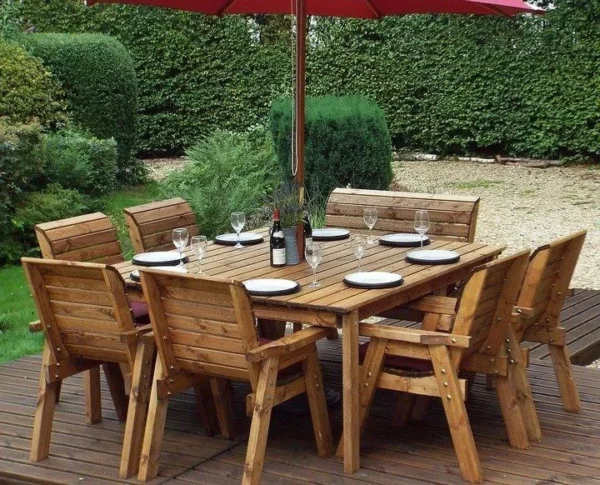 134-Joy Garden Seating Set - Deluxe Square Table with Eight Seats