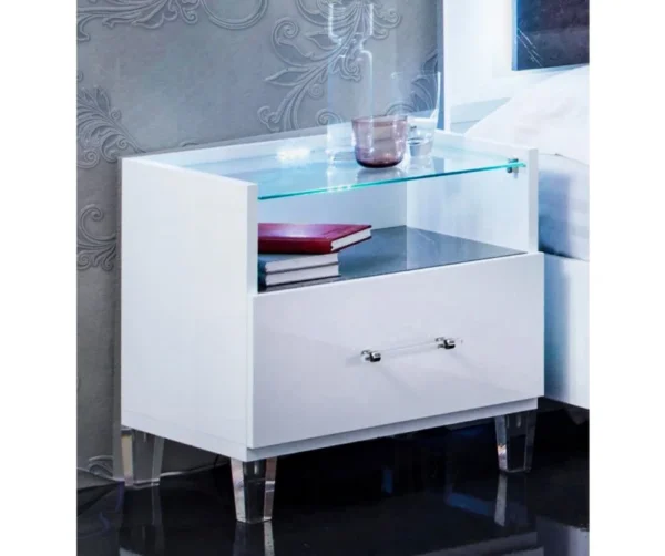 246-Pure Glassy Commode – Luxurious Glass Design with Natural Wood