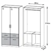 Konaha Storage Wardrobe with 2 Doors and 4 Drawers – Elegant Sonoma Oak with High Gloss White