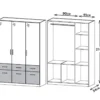 Konoha Modern Storage Wardrobe with 3 Doors and 6 Drawers – Natural Sonoma Oak with Soft Grey Front
