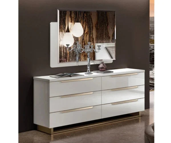 Lucia White Storage Unit - Italian Design with 6 Drawers