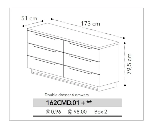 Lucia White Storage Unit - Italian Design with 6 Drawers