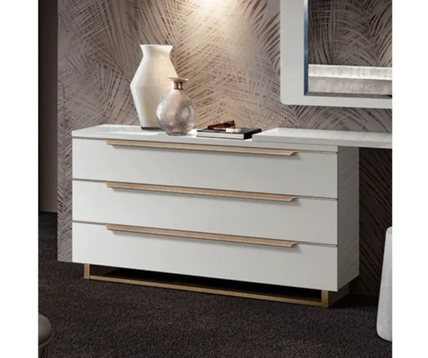 198-Lucia White Storage and Dresser Unit - Italian Design with 3 Drawers