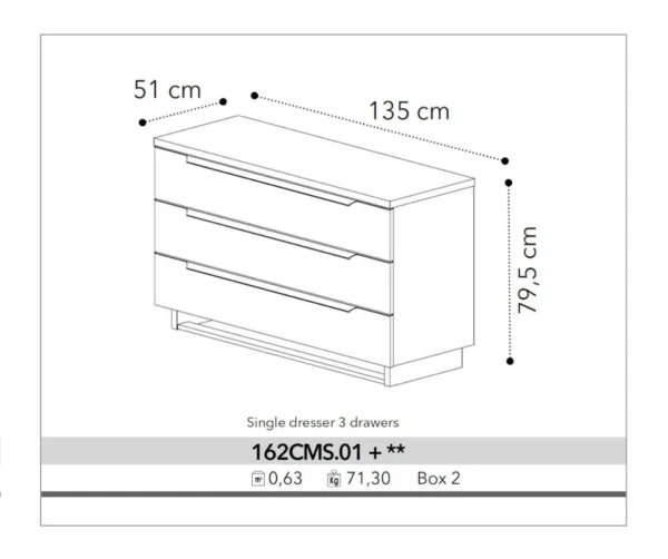 198-Lucia White Storage and Dresser Unit - Italian Design with 3 Drawers