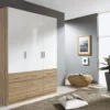 Konoha Modern Storage Wardrobe with 3 Doors and 6 Drawers – Natural Sonoma Oak with Soft Grey Front
