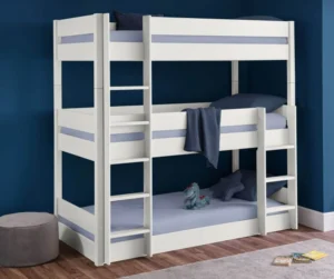 262-Luxurious Trio Bunk Bed for Kids – Modern White Design